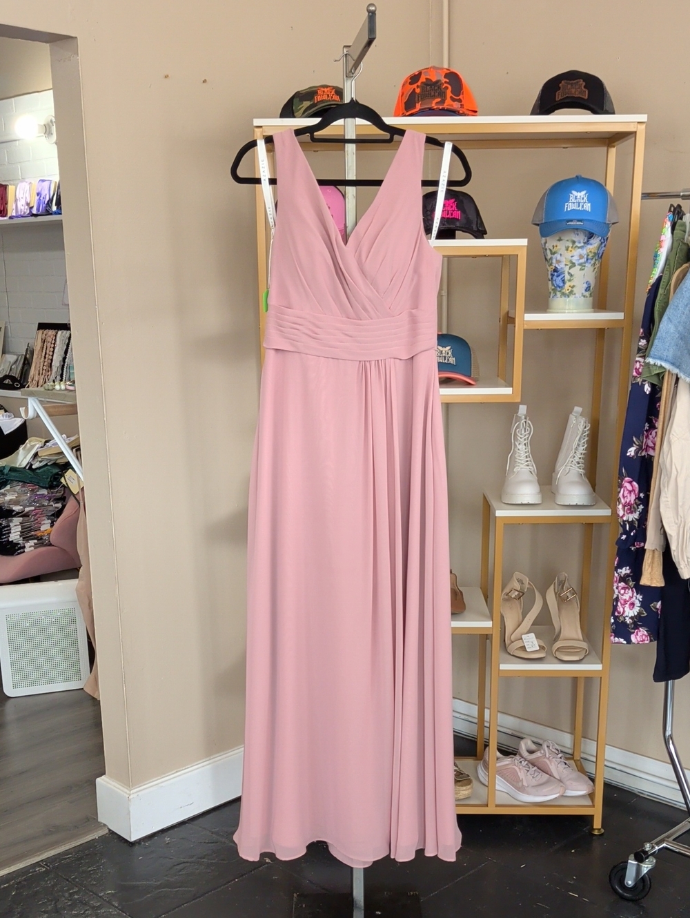 Azazie Blush Pink Sleeveless V-Neck Maxi Dress